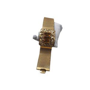 Antique Spectacular Art Deco Wide Mesh & Amazing Glass Decorative Bracelet A3084